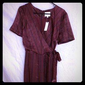 NWT Anthropologie burgundy navy stripped jumpsuit